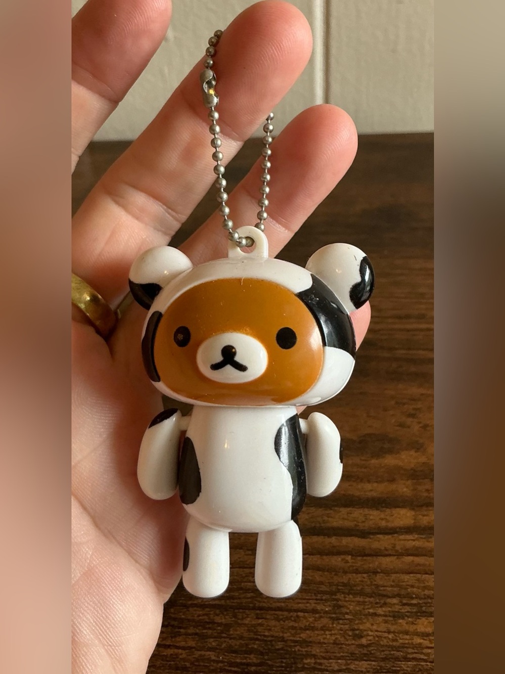 VTG San-X Rilakkuma Cow Print Suit Miniature Rare Heisei Dangler Keychain KeyFob